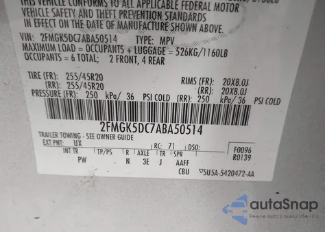 2010 Ford Flex Limited из США, поврежденный, VIN 2FMGK5DC7ABA50514